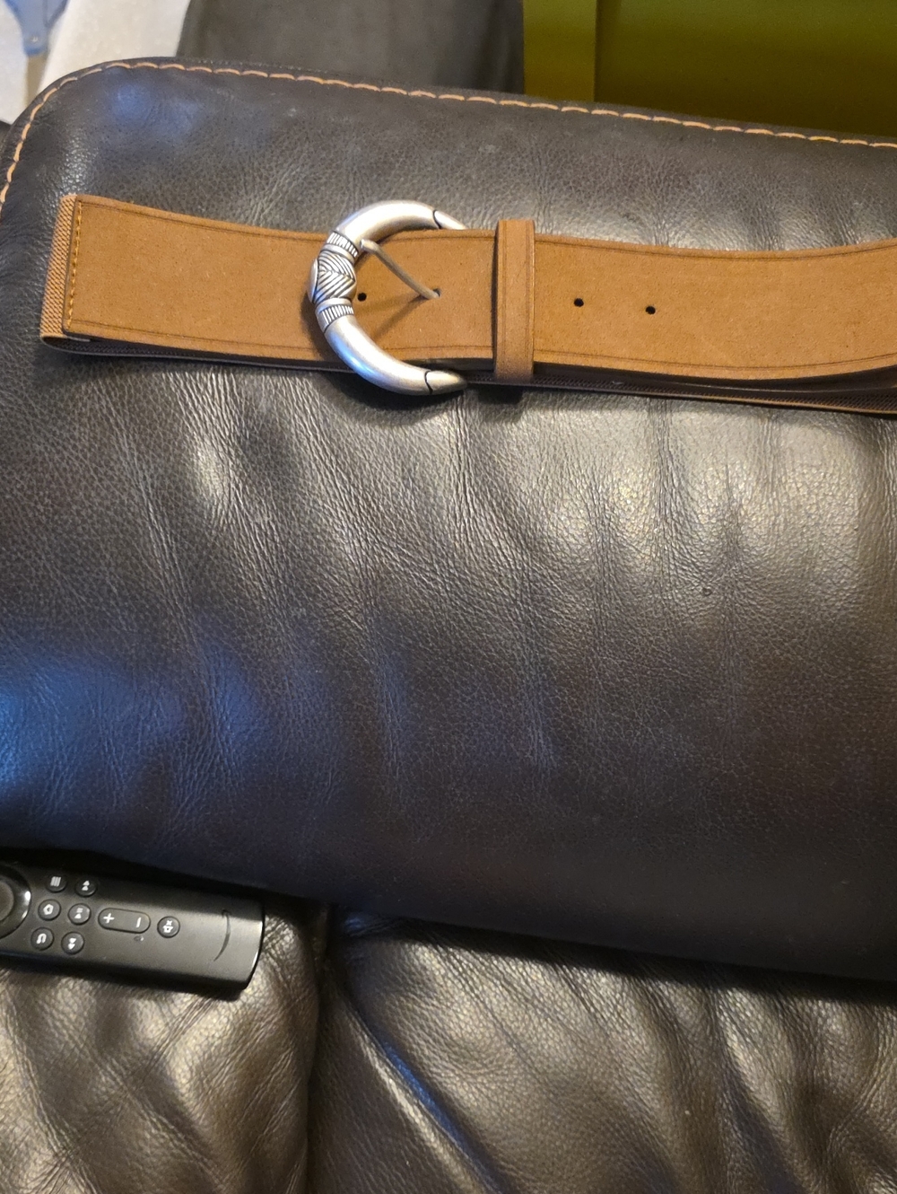 NWOT! Brown Suede Belt with Silver Buckle